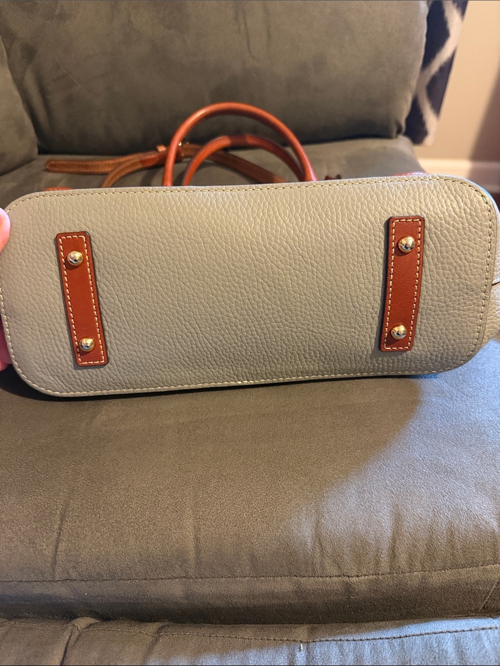 Dooney & Bourke Smoke Gray Pebbled Leather Brielle crossbody satchel - Picture 3 of 8